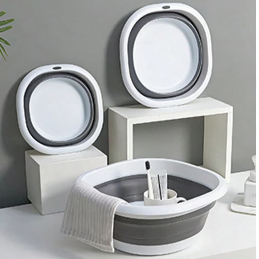 1/3 pezzi Bacinella quadrata pieghevole in plastica, collassabile e portatile, design multifunzionale integrato, stile minimalista semplice, per tutte