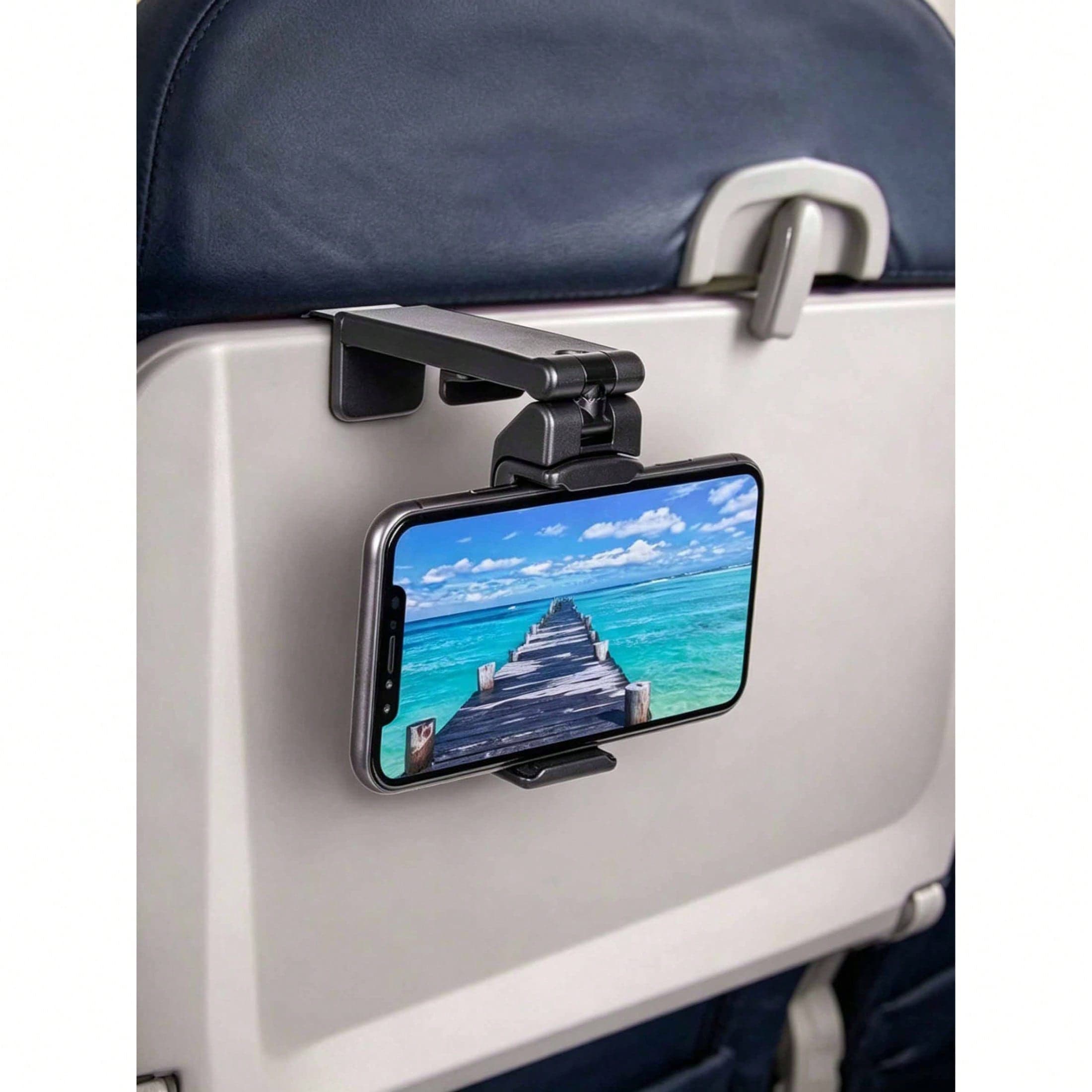 Supporto regolabile per telefono da aereo - Supporto per telefono da viaggio rotante a 360°, accessorio da viaggio essenziale, adatto per vassoio,