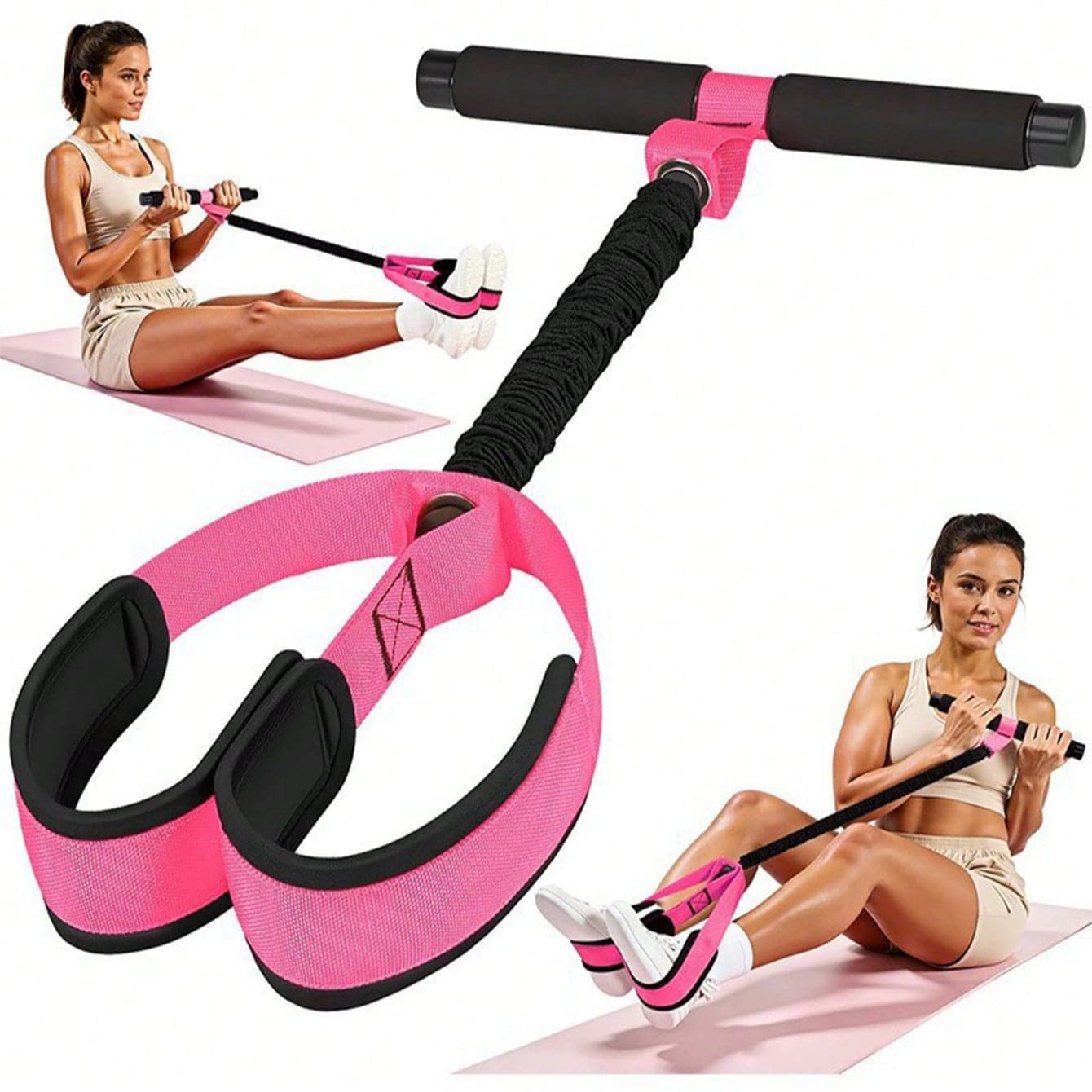 Allenatore con fascia di resistenza e pedale per i piedi per fitness domestico - Set di attrezzatura con pedale per i piedi e fascia di resistenza,