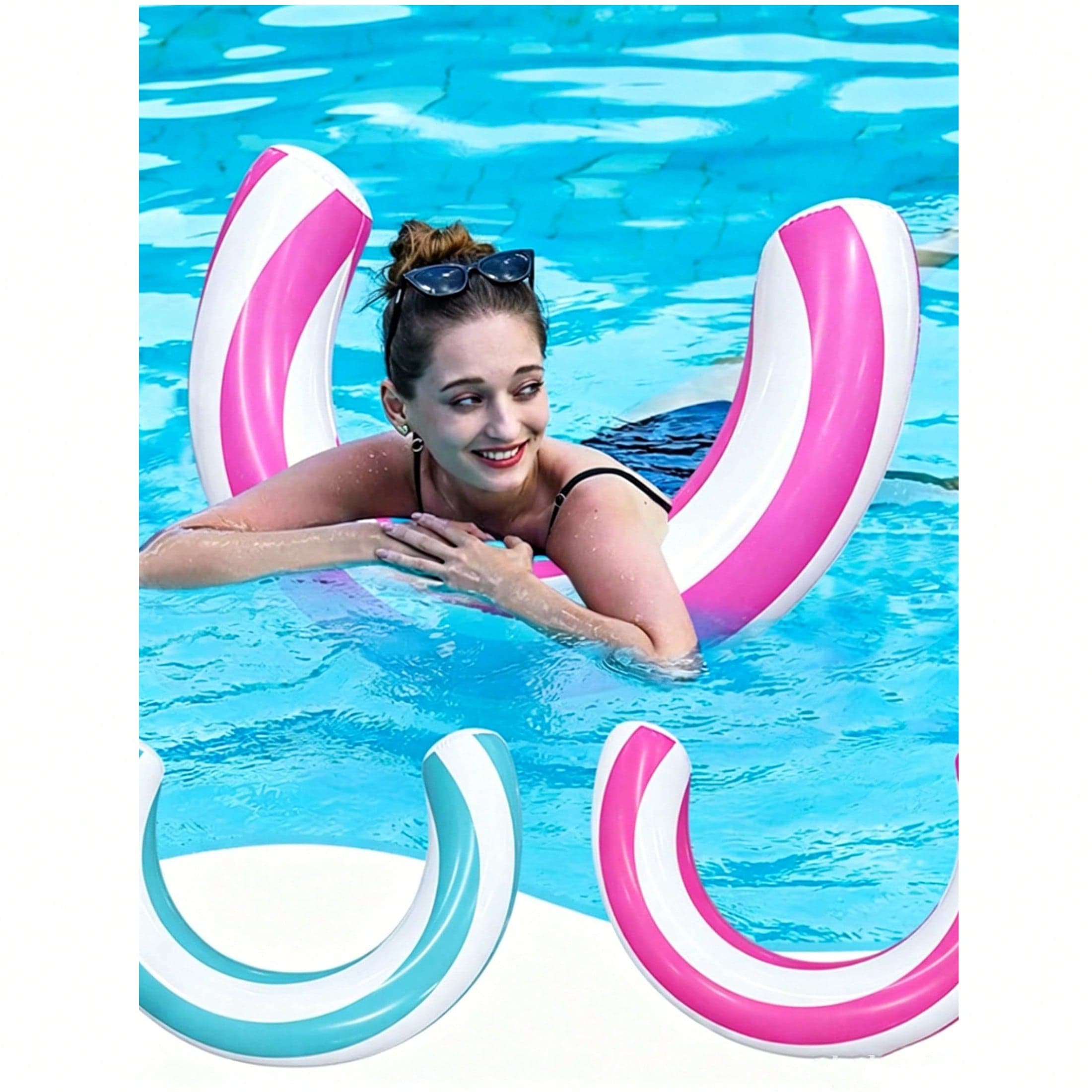 3/1 pezzo Anello gonfiabile da nuoto in PVC ispessito a forma di caramella a U semicircolare, adatto per feste in piscina e attività di