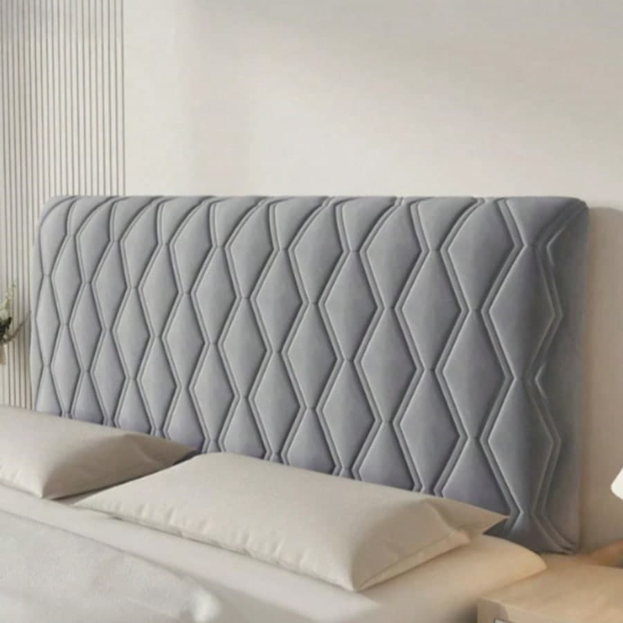 Copri testiera in velluto grigio, taglia universale, anti-polvere, imbottitura morbida per telaio del letto, decorazione moderna per la camera da