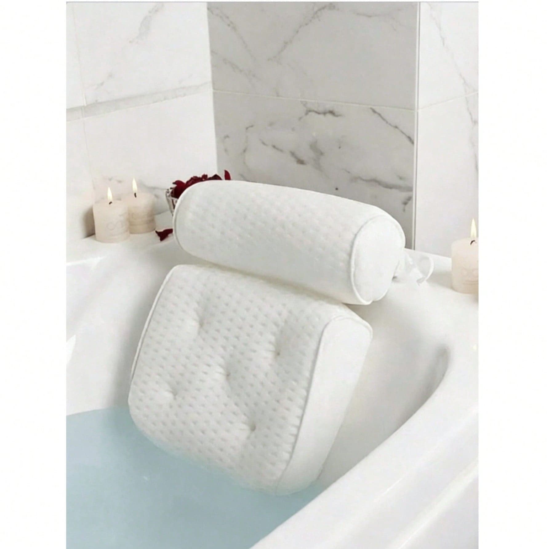1/2 pezzi Cuscino da vasca da bagno con ventose antiscivolo, supporto per collo e schiena, accessorio per bagno domestico, cuscino da bagno in rete,
