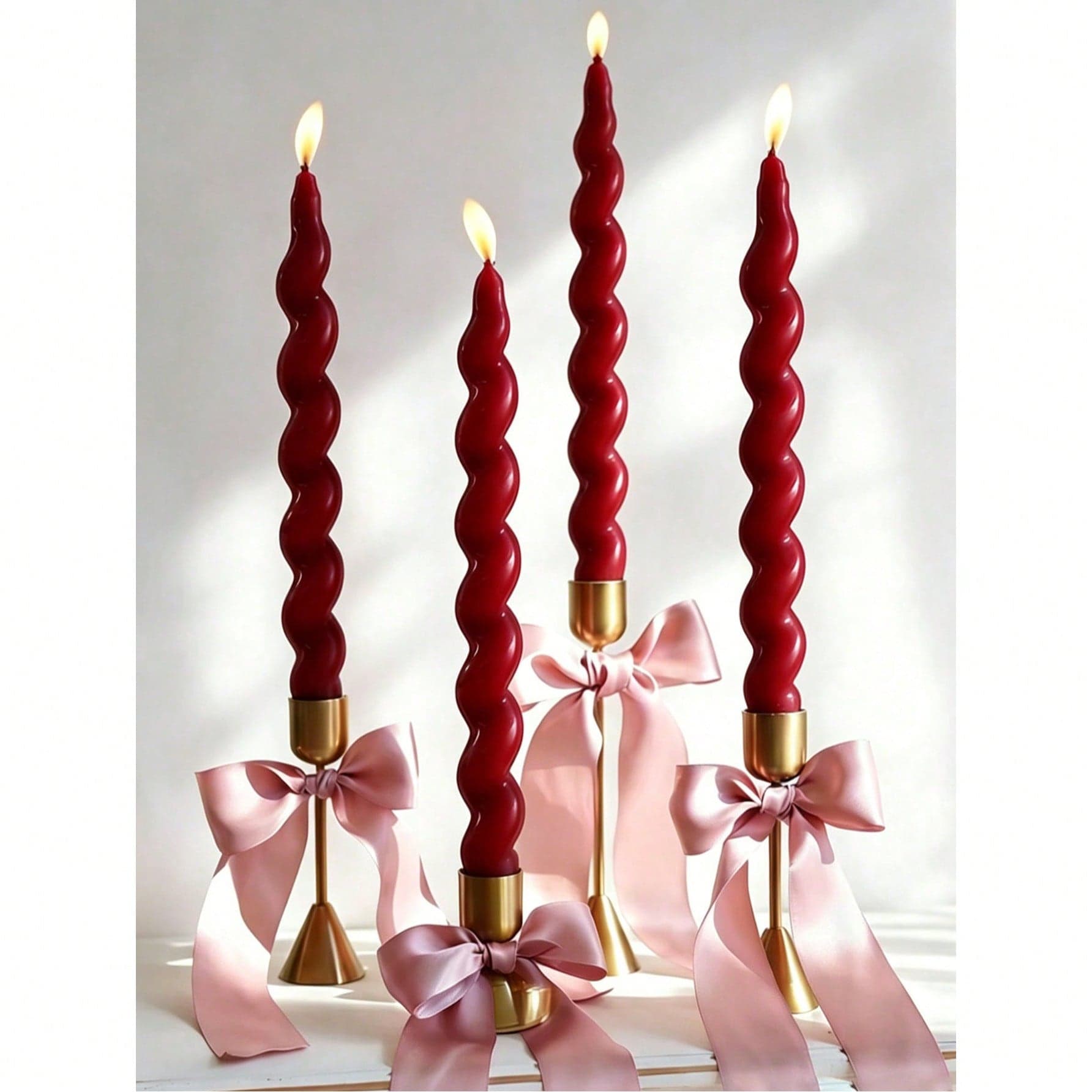 4 pezzi/2 pezzi Candele lunghe affusolate a spirale con torsione francese, stile nordico INS, decorazione per la casa minimalista e romantica,