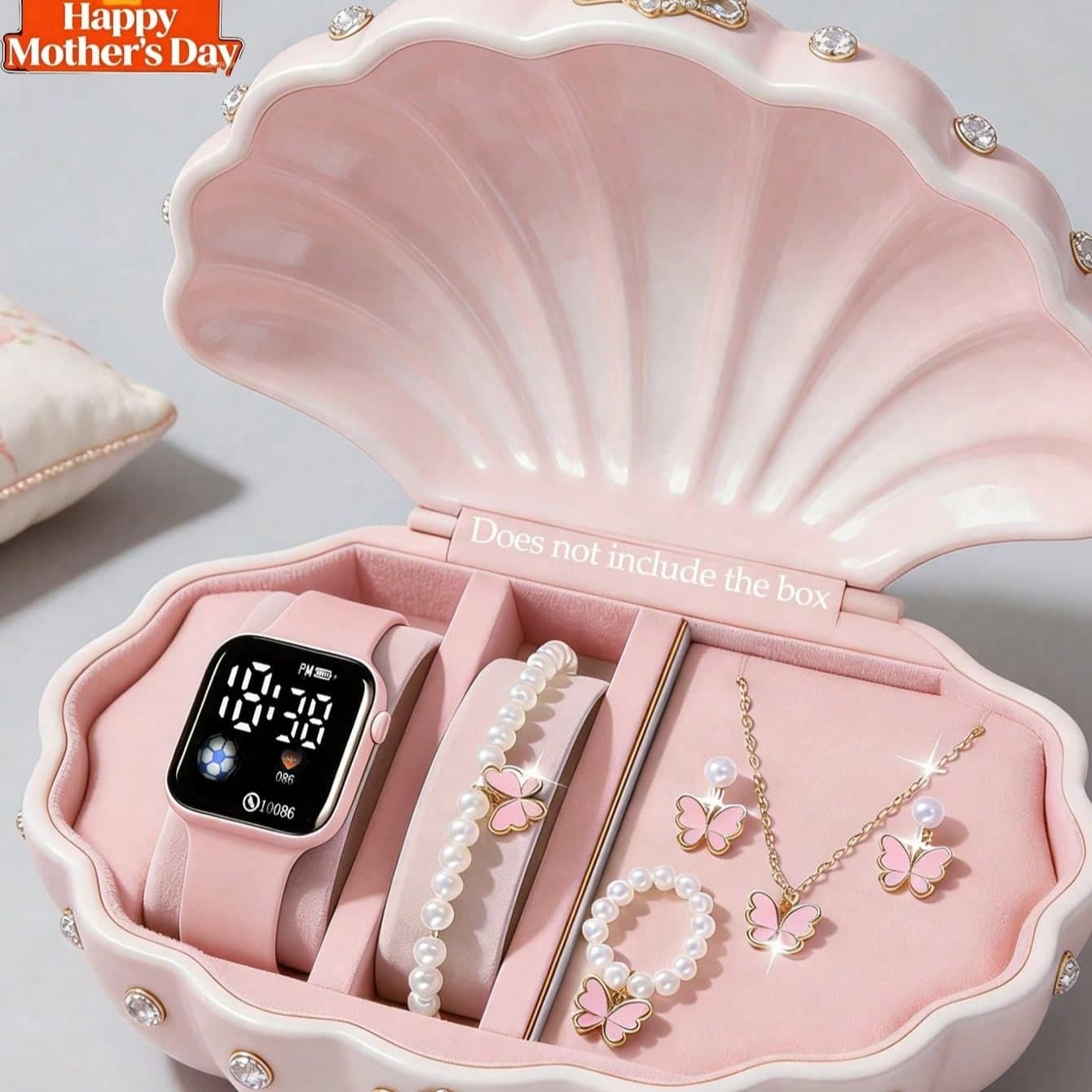 Set da 6/1 pezzi, orologio elettronico alla moda minimalista ed elegante con display digitale quadrato e motivo a pallone da calcio, abbinato a un set