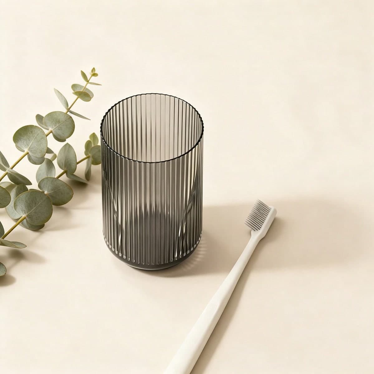 1 pezzo Porta spazzolino da denti in plastica trasparente spessa - Moderno design a coste, tazza da bagno, adatta per spazzolino da denti e accessori,