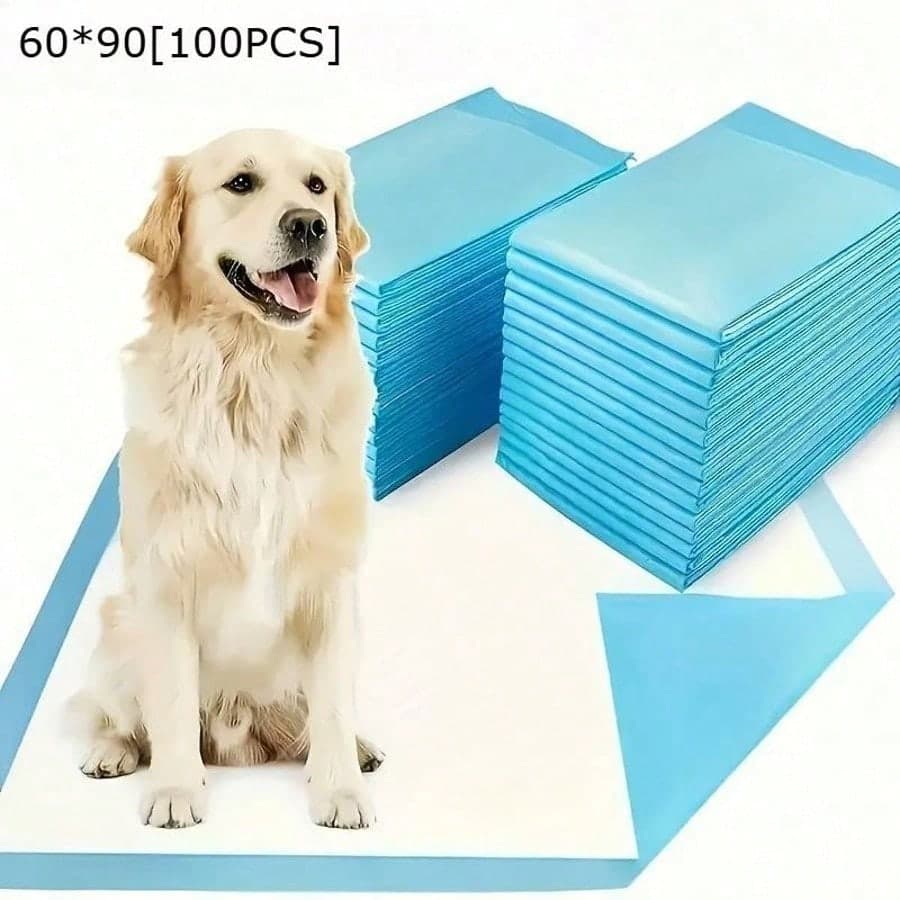 100 pezzi Tappetini assorbenti e impermeabili monouso per animali domestici, adatti per cani, conigli, gatti e piccoli animali, design a quadri blu e