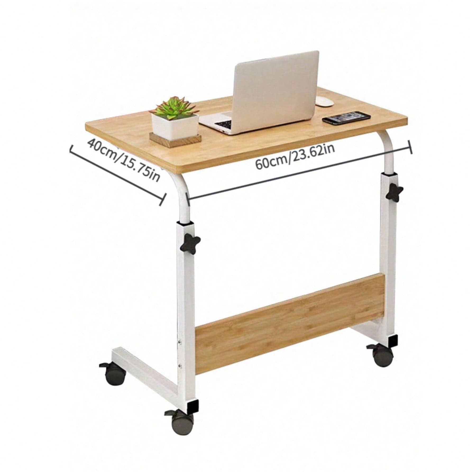 60*40 Cm Scrivania da Computer Elegante con Altezza Regolabile e Ruote Bloccabili, Scrivania Mobile Salvaspazio per Camera da Letto, Soggiorno e
