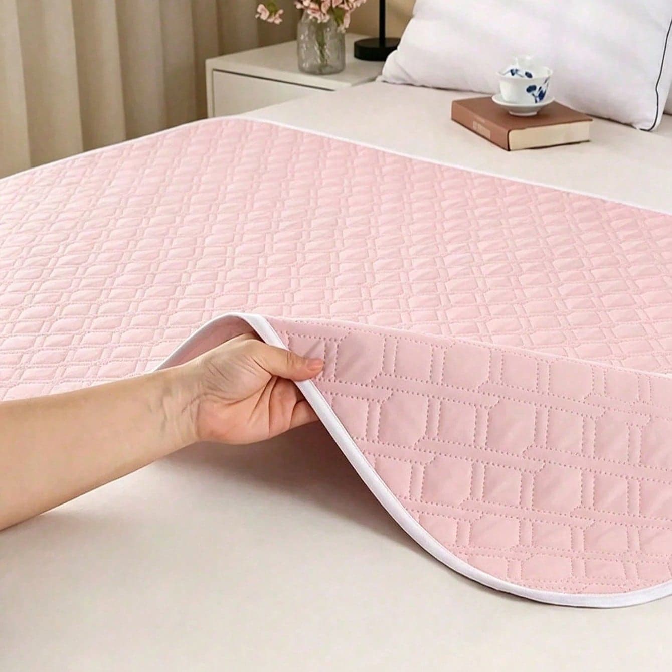 Protezione per materasso impermeabile a 4 strati, riutilizzabile e di grandi dimensioni, protezione per letto impermeabile e lavabile, cura per il