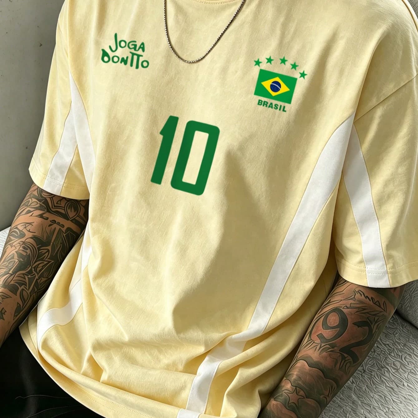 Maglietta grafica da uomo, maglia da calcio vintage del Brasile - Numero 10 leggendario, abbigliamento casual per tifosi di calcio, maglia da calcio,