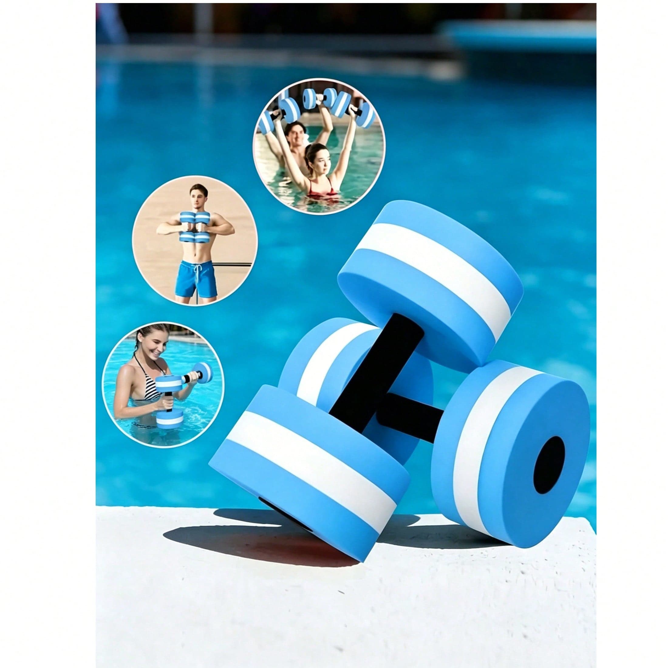 Manubri in schiuma EVA per esercizi acquatici, pesi galleggianti non assorbenti per piscina con manico antiscivolo, 2 misure & colori pastello