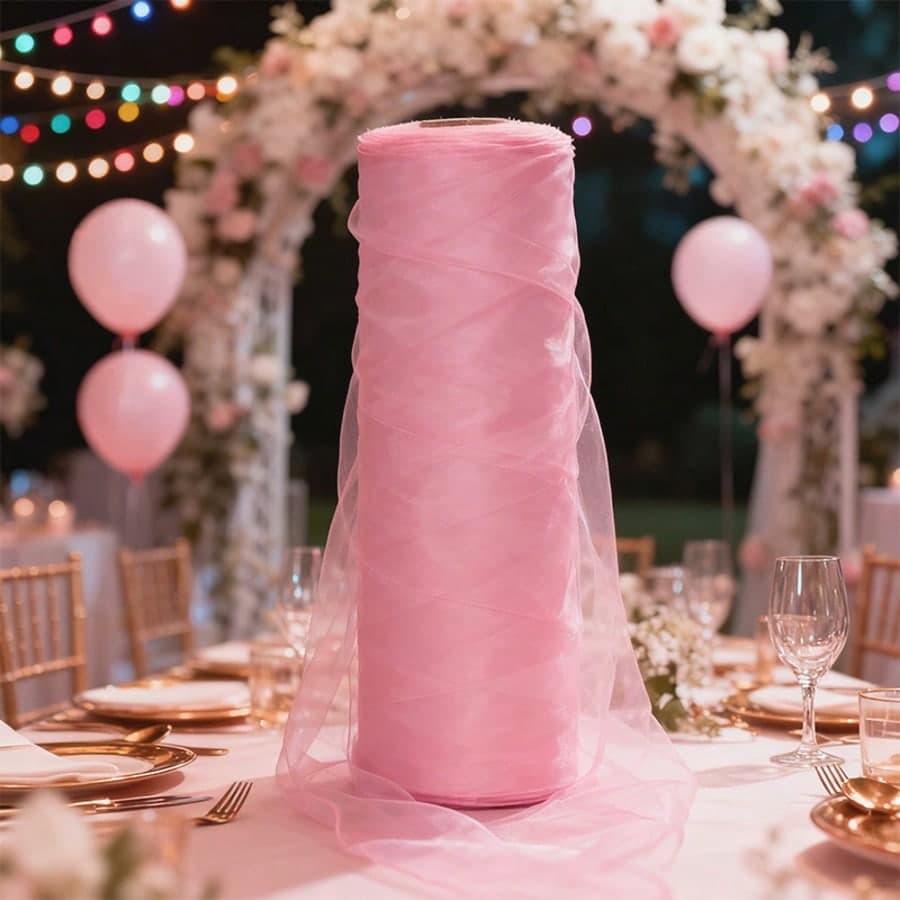 1 Rotolo (90m/295ft o 50m/164ft) - Tessuto decorativo in tulle a rete rosa brillante multicolore - Scelta ideale per decorazioni da matrimonio