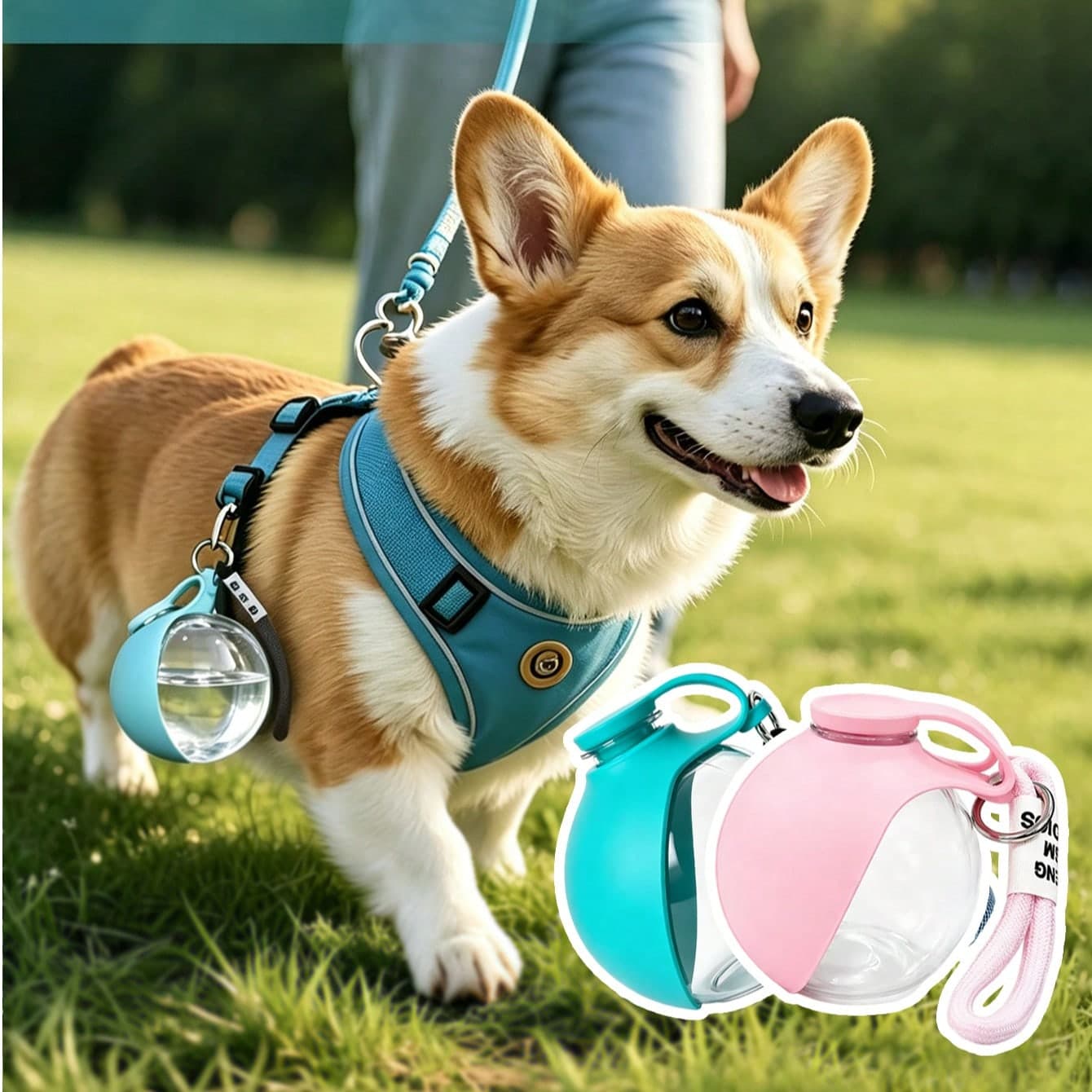 2/1 pezzi Borraccia portatile per animali domestici con ciotola pieghevole, ciotola da viaggio per animali domestici a prova di perdite, forniture per
