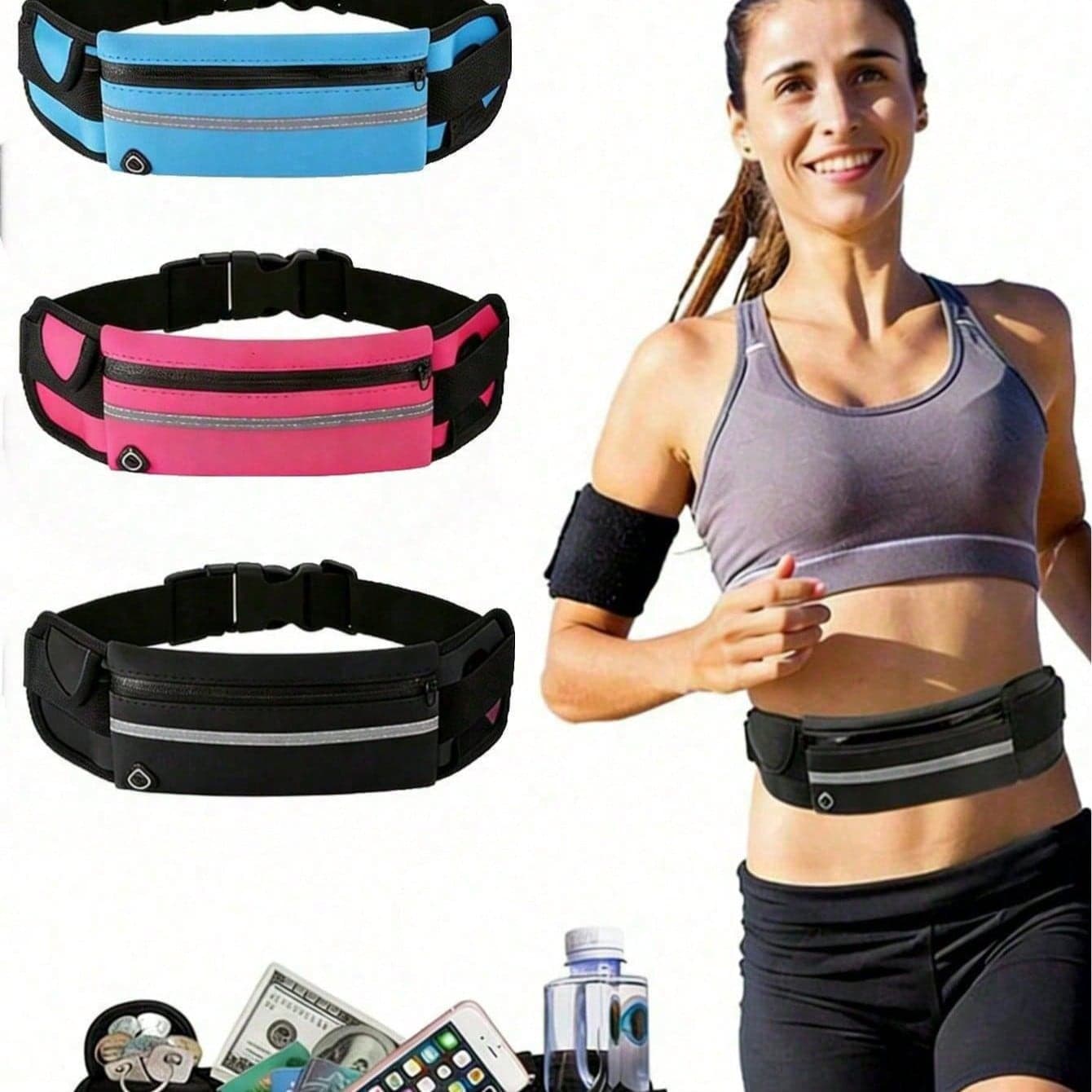 1 pezzo Marsupio impermeabile unisex con portabottiglie e tasca per il telefono, adatto per maratona, attività all'aperto, ciclismo, fitness e sport