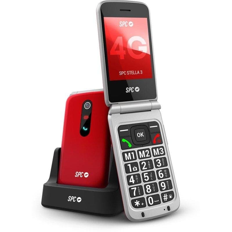 Telefono SPC Stella 3 Rosso 4G Tasti XL SOS Base di Carica