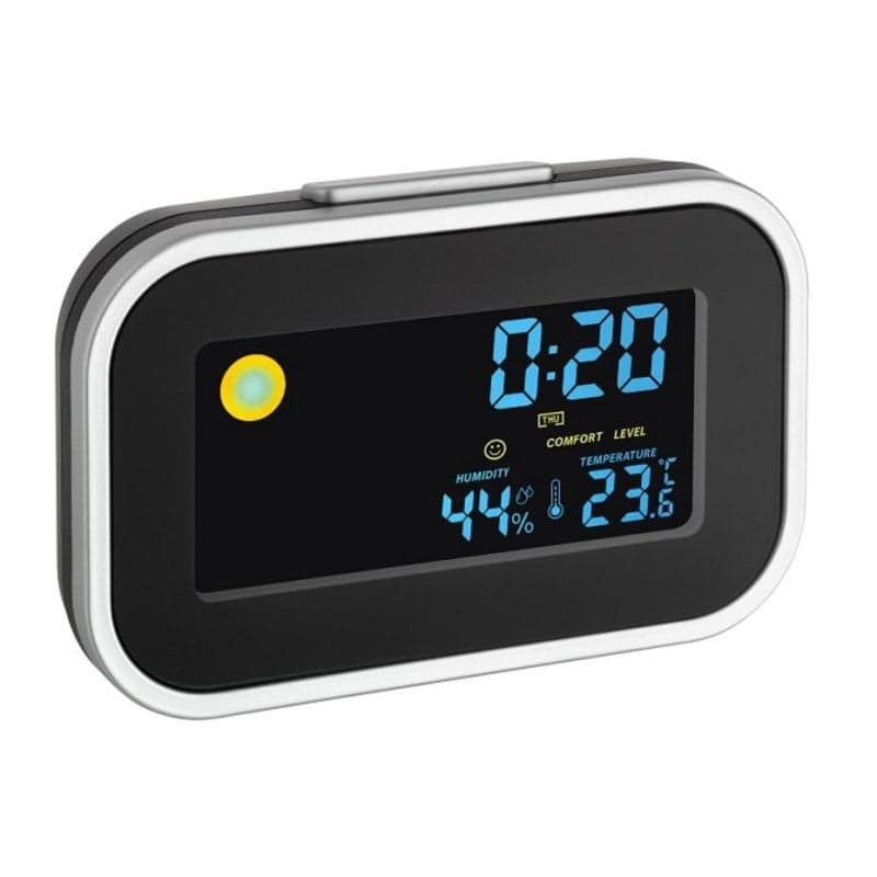 Sveglia TFA Dostmann 60.2015 Nero/Argento con Termometro e Retroilluminazione