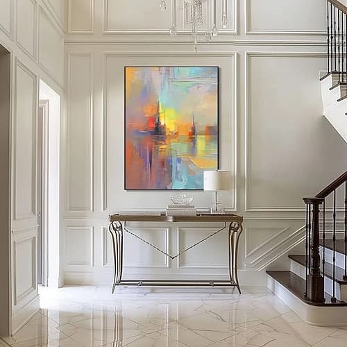 Set di 3 dipinti ad olio astratti, decorazioni per la casa moderne fatte a mano, tela unica realizzata con la tecnica della spatola, decorazione da