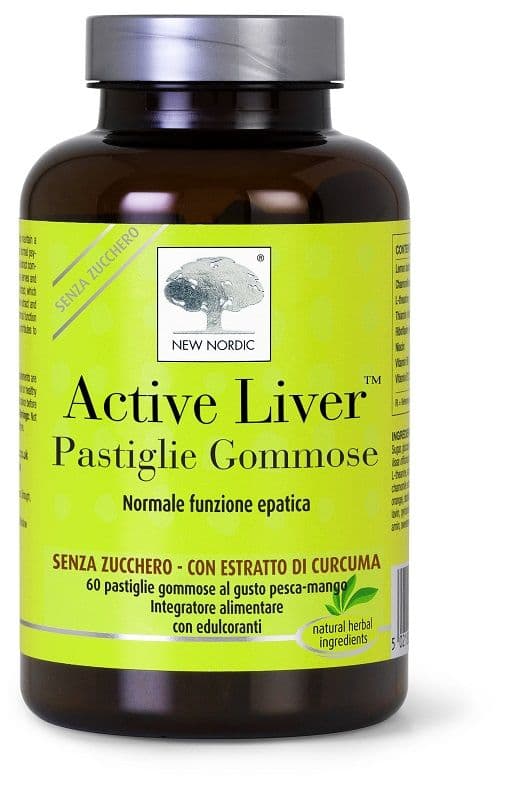 Active Liver, Integratore Epatico, 60 Pastiglie Gommose, Cardo Mariano, Carciofo, Curcuma, Colina