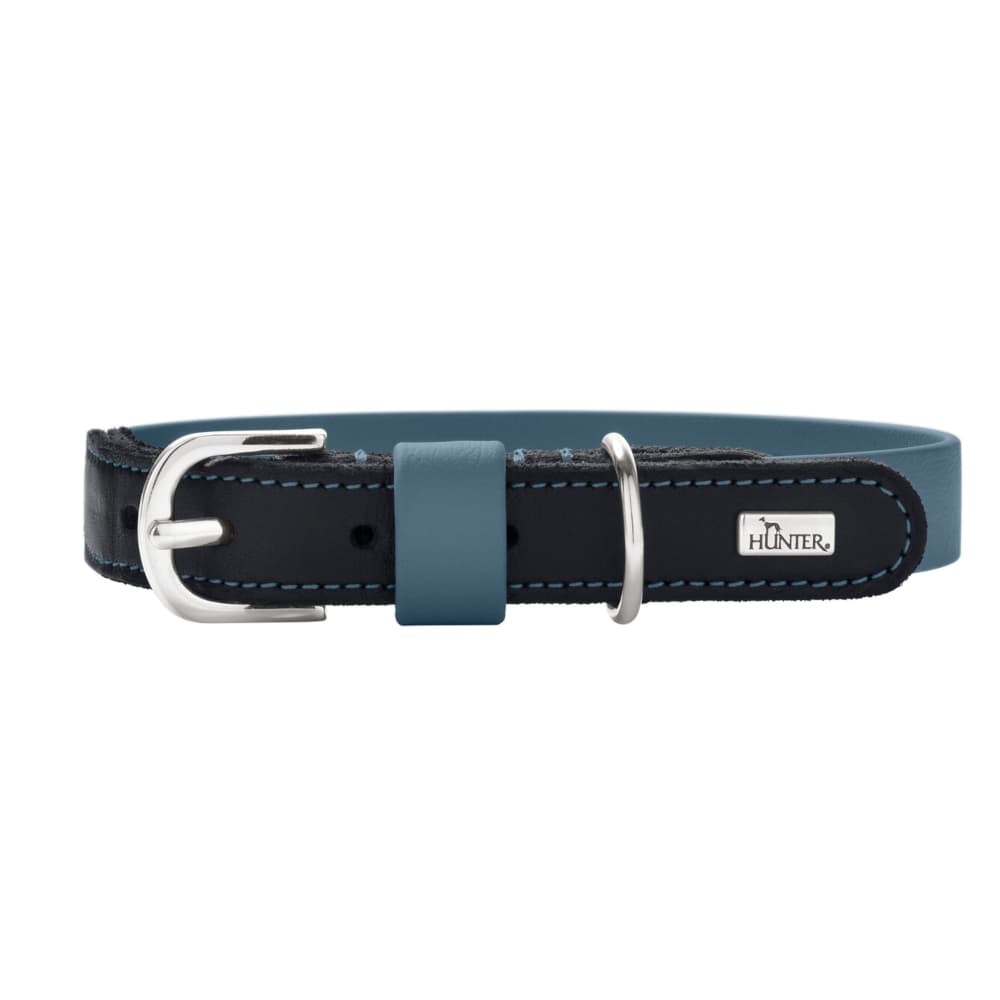 HUNTER Wolmar BioThane® collare in pelle, blu/nero - Tg. S: L 45 cm x P 19 mm