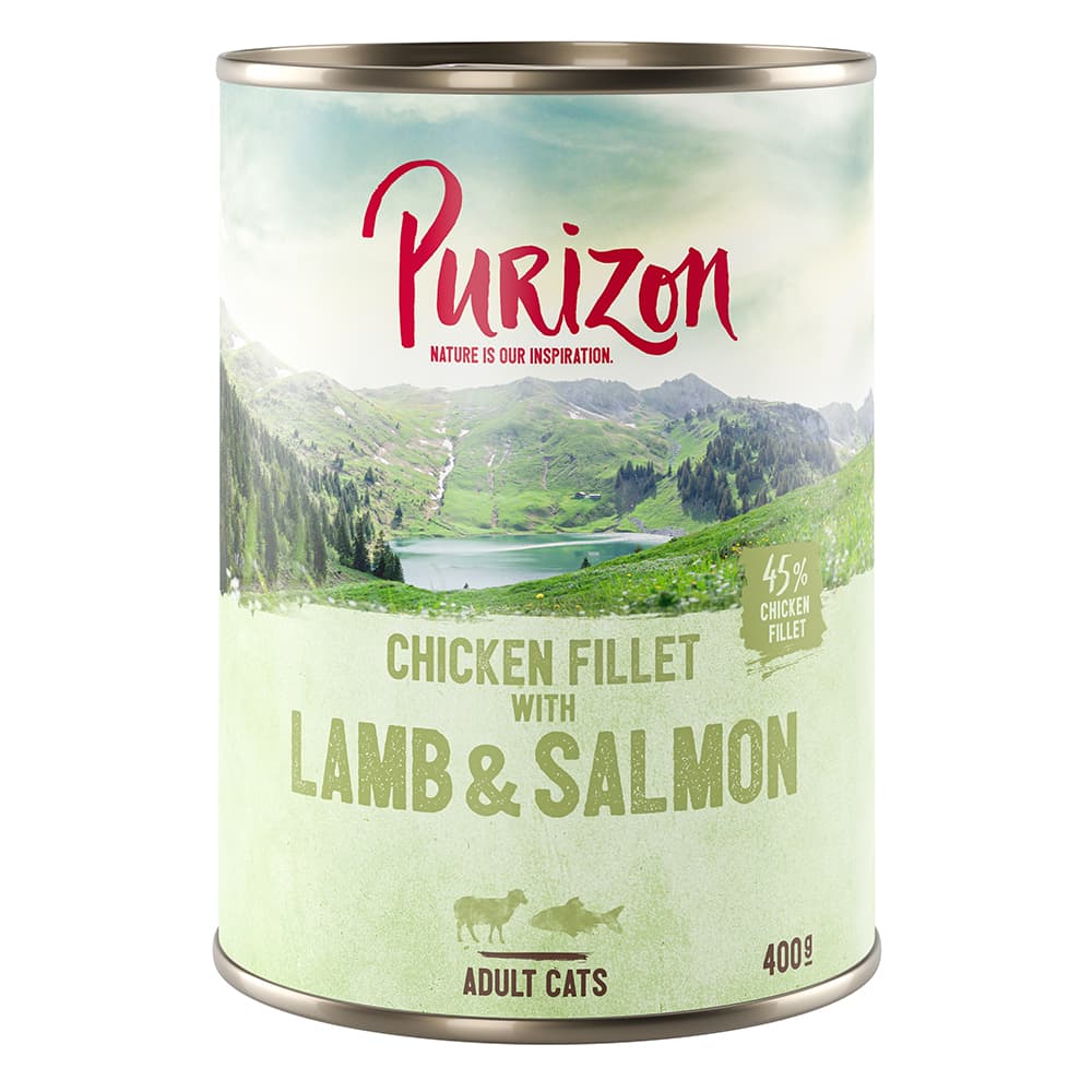 Purizon Adult 24 x 400 g - senza cereali - Filetto di Pollo con Salmone & Agnello