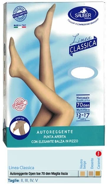 Sauber Calze Autoreggenti 70 Denari a Compressione Media Preventive Colore Beige Taglia 5
