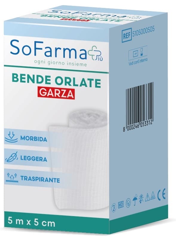 SoFarmaPiù Benda Orlata di Garza 5m x 5cm, 1 pezzo