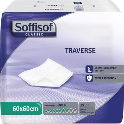 Soffisof Traverse Letto 60x60 cm 15 Pezzi Assorbenti per Incontinenza Adulto