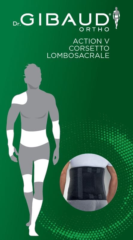 Gibaud Cintura Ortopedica Lombare Action V Nera Taglia 4 per Mal di Schiena e Sostegno Dorsale