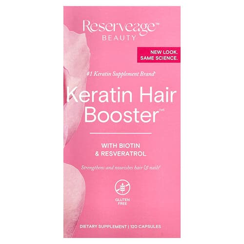Reserveage Beauty, Booster per capelli alla cheratina con biotina e resveratrolo, 120 capsule