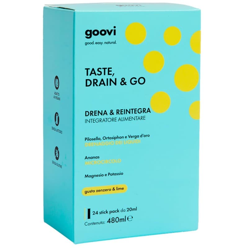 GOOVI TASTE DRAIN & GO DRENA E REINTEGRA - DRENANTE ZENZERO E LIME , 24 STICK