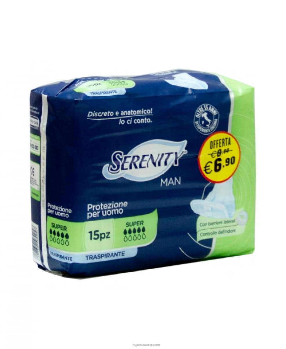 Serenity pannolino light man super con adesivo o altro fissaggio 15 pezzi
