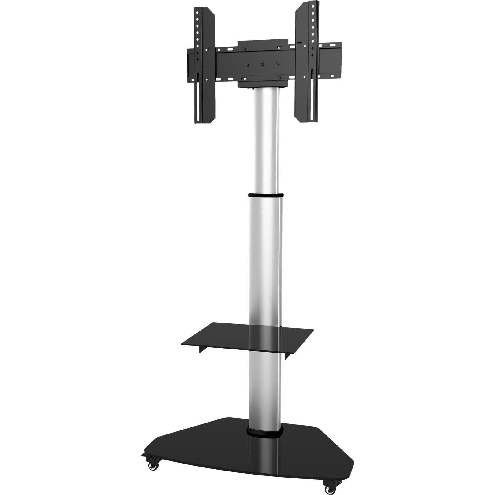 Techly ICA-TR3SL - Carrello per schermo piatto - vetro temperato - argento - dimensioni schermo: 94-178 (40 kg, 37" - 70"), Piedistallo TV, Argento