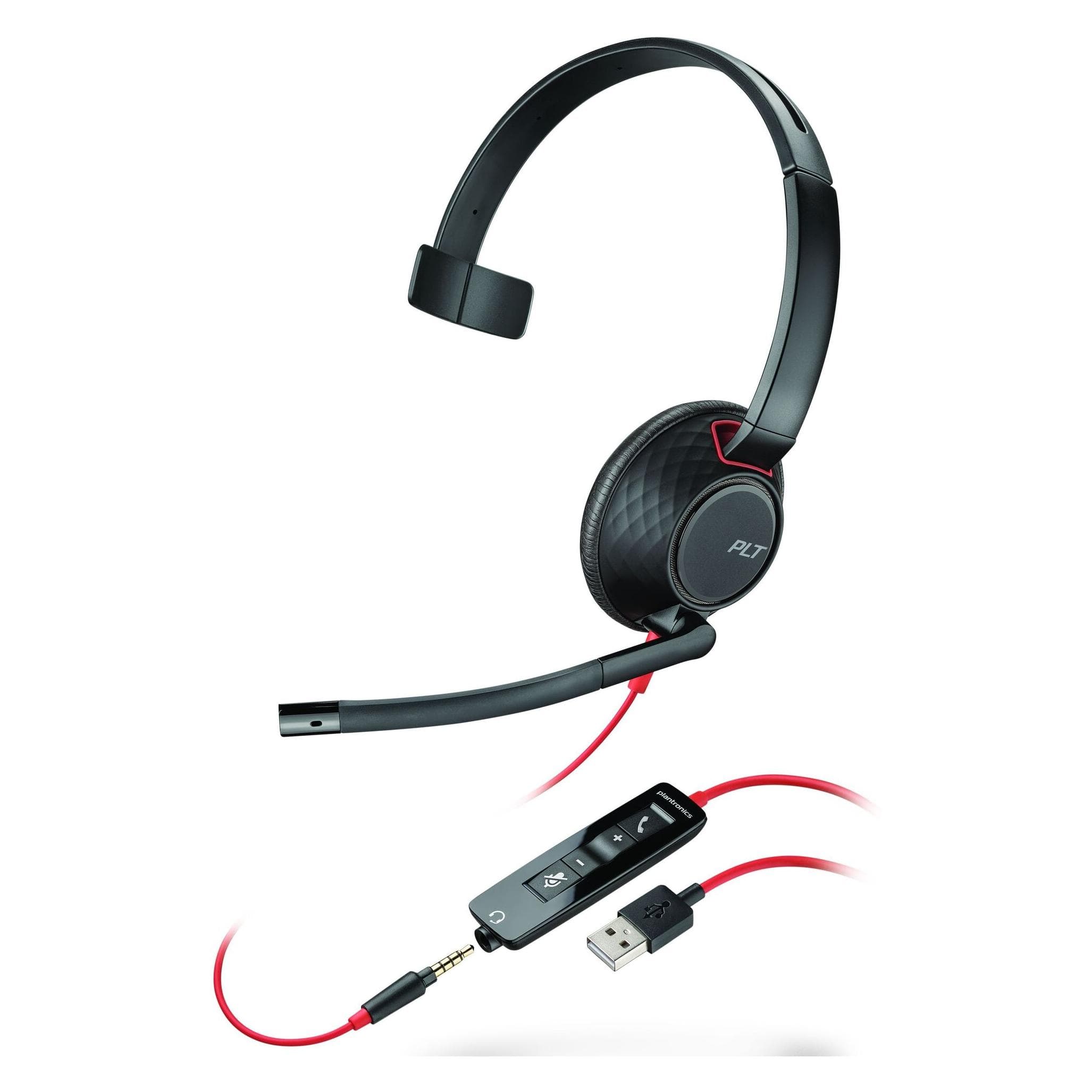 HP Poly Blackwire 5210 (Cablato, USB-A), Cuffie da ufficio, Nero