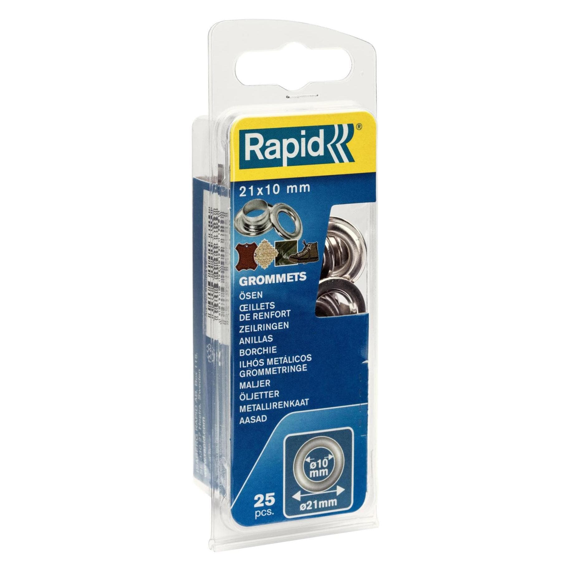 Rapid Occhielli con anello 10x21mm 25 pezzi + strumento di inserimento, Accessori cucito, Argento