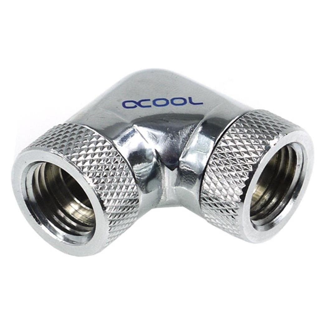 Alphacool HF L-connettore 90° G1/4 girevole 2x filetto femmina cromo, Raccordo per raffreddamento, Argento