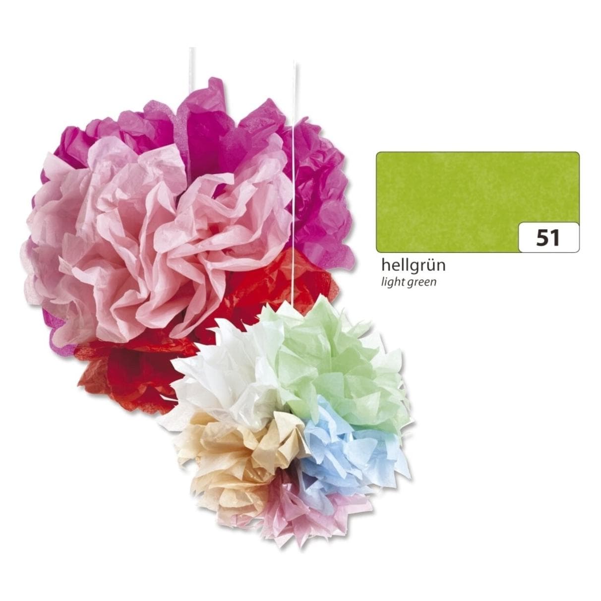 Folia, Carta bricolage, Carta velina, (L)500 x (A)700 mm, 20 g/mq, verde chiaro (20 g/m²)