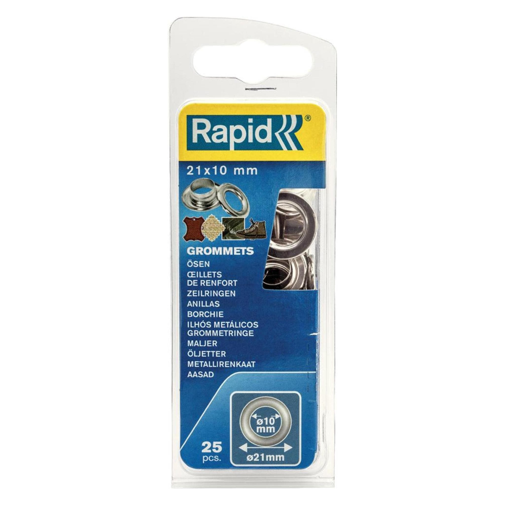 Rapid Occhielli con anello 10x21mm 25 pezzi + strumento di inserimento, Accessori cucito, Argento