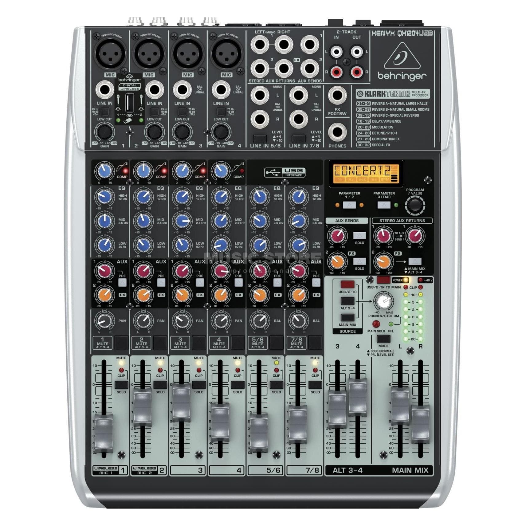 Behringer Xenyx QX1204USB (Mixer da studio e live), Mixer audio, Grigio