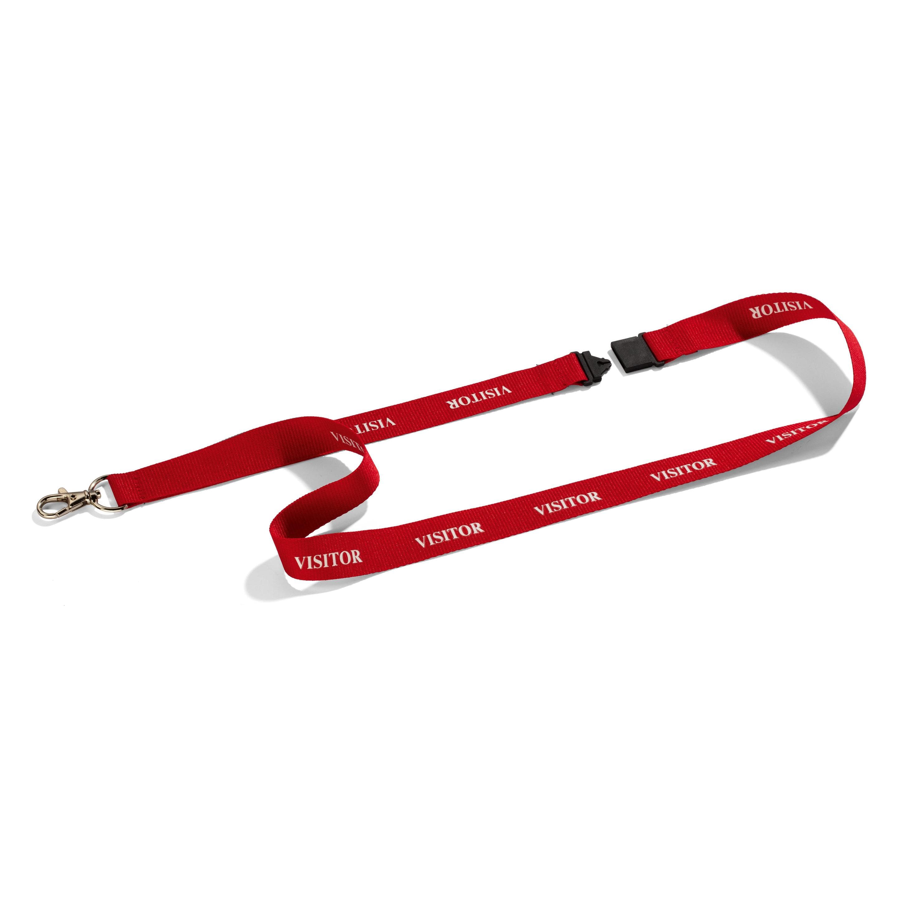 Durable, Pannello informativo, Nastro di tessuto VISITOR, con moschettone, conf. da 20 pz., rosso.