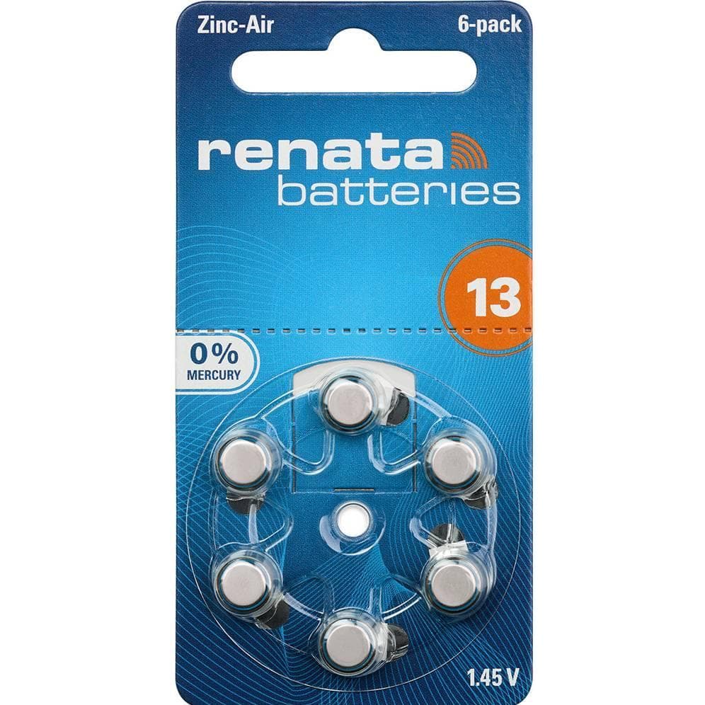 Renata Hörgeräte-Batterien ZA13.DP6 0%HG (6 pz., ZA13 GP, 310 mAh), Batterie + pile