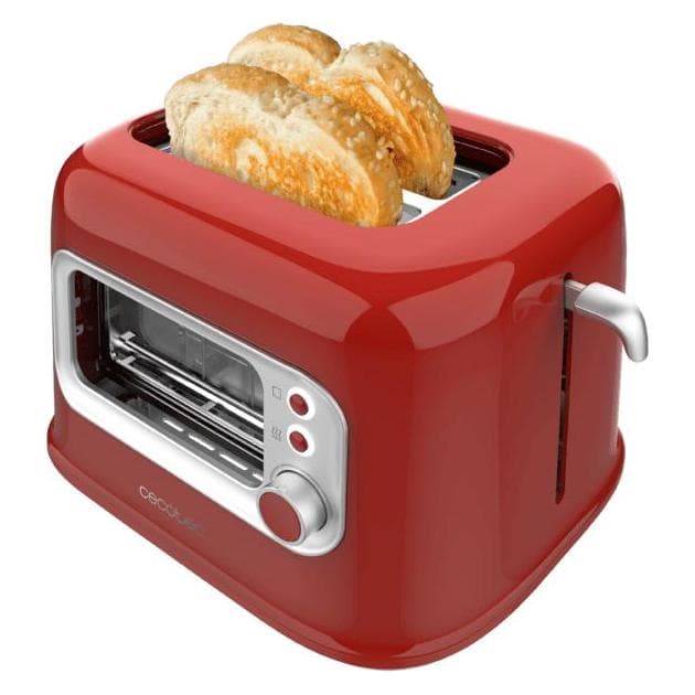 Cecotec RetroVision Red, Tostapane, Argento, Rosso