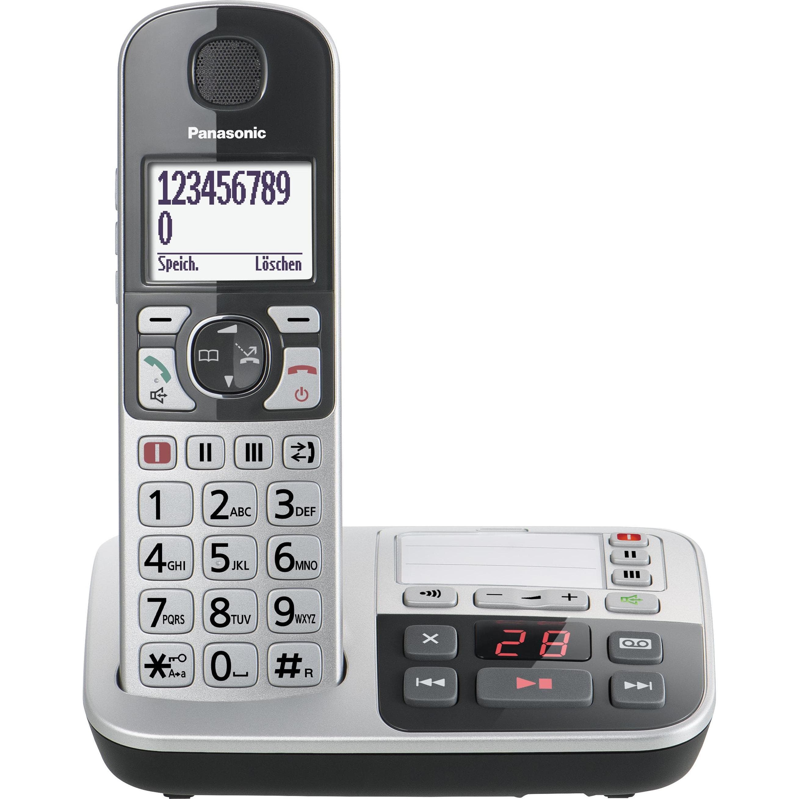 Panasonic KX-TGE520GS, Telefono, Nero, Argento