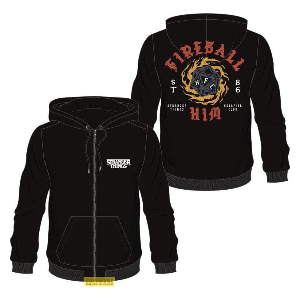 Difuzed, Uomini, Felpa + Maglione, Maglione con cappuccio Stranger Things Fireball (XL), Nero, (XL)