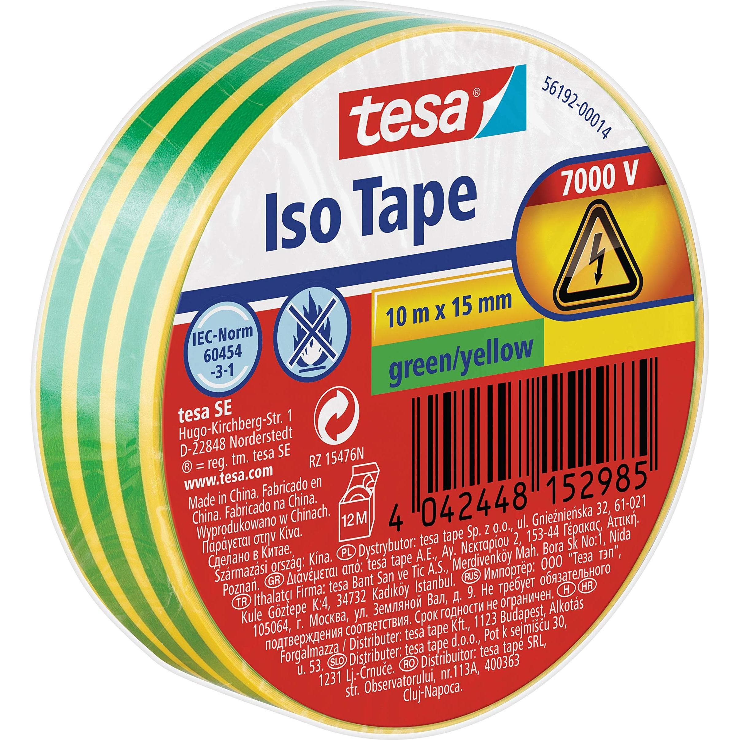 tesa, Nastro adesivo, Elektro Isolierband, hitzebeständiges Klebeband zum Isolieren, Reparieren & Bündeln (15 mm)