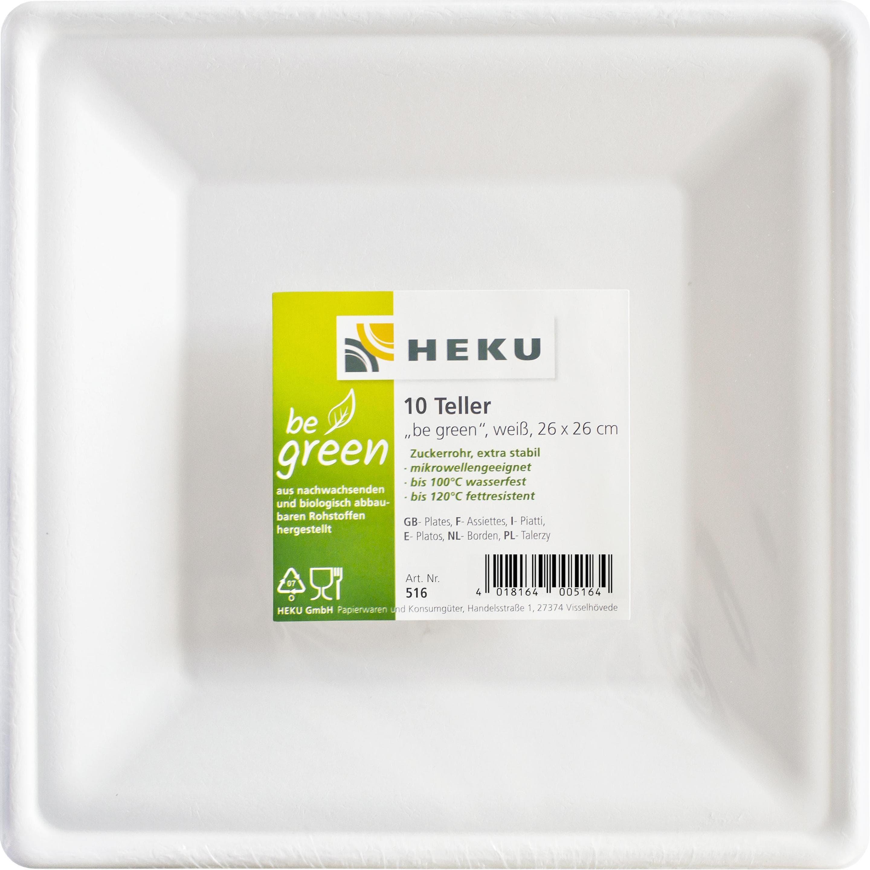 Heku, Stoviglie usa e getta, Essere verde Piatto usa e getta quadrato (10x)