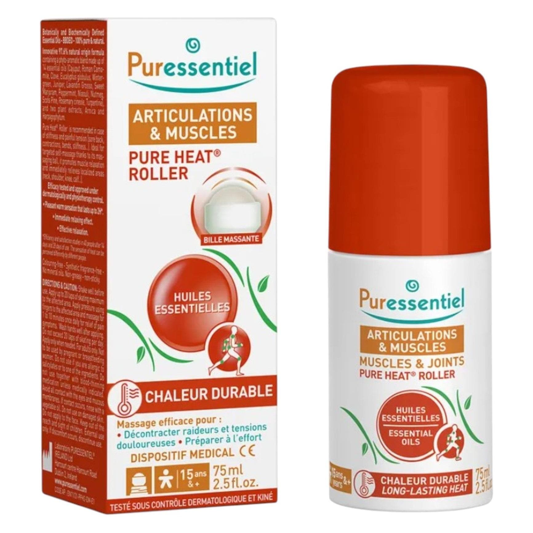 Puressentiel, Cerotti antidolorifici + creme muscolari, Pure Heat Roll-On Joint & Muscle liq (75 ml)