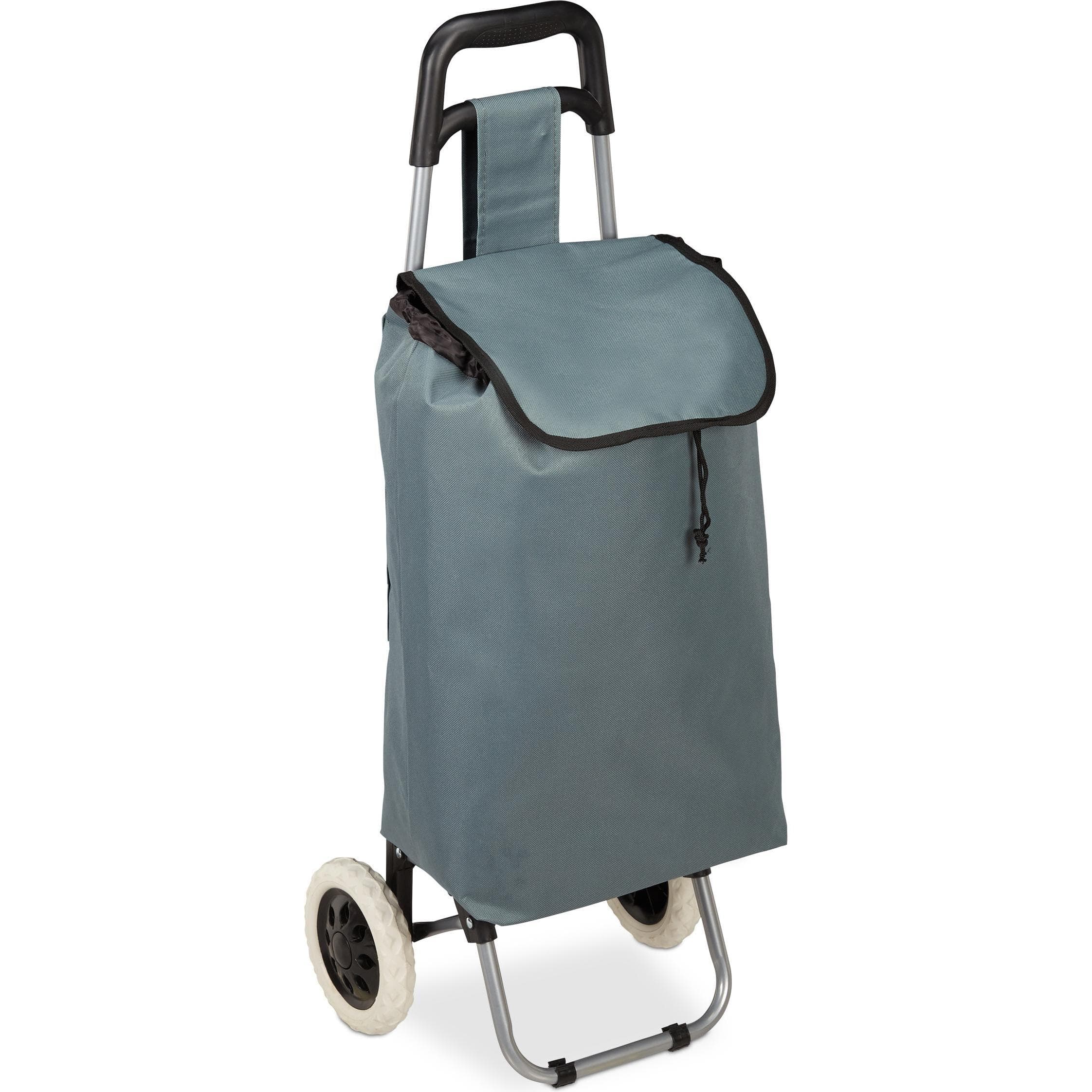 Relaxdays, Borsa + Trolley da spesa, Carrello Pieghevole per la Spesa, Trolley, Grigio