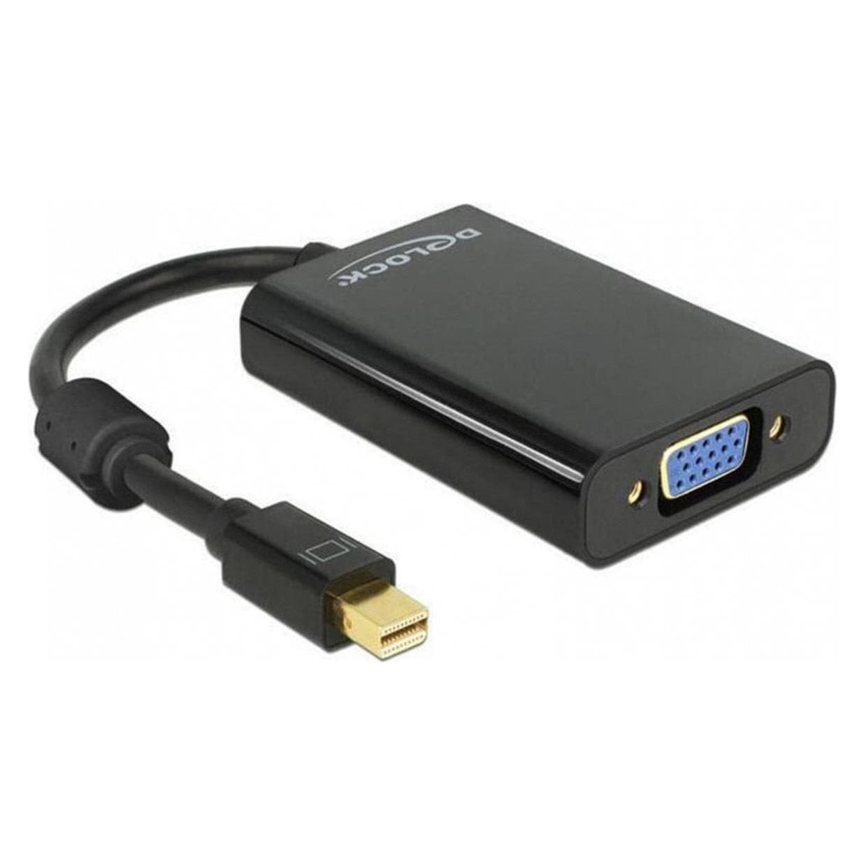 Delock Da Mini DisplayPort a VGA con audio (VGA, 0.80 cm), Adattatore dati + video, Nero