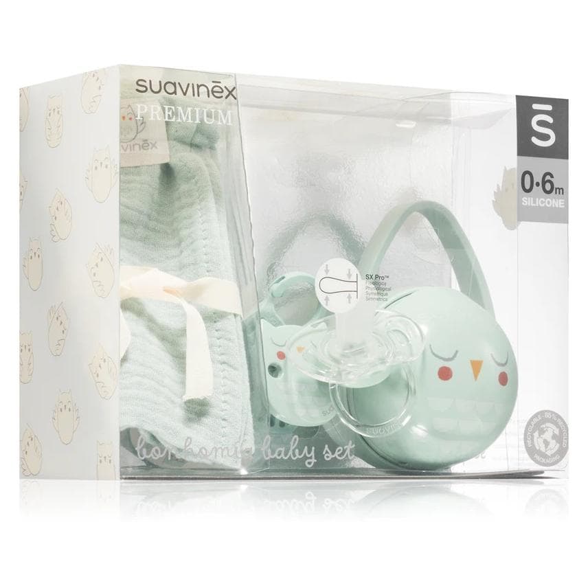 Suavinex, Ciuccio, Set Regalo Verde Bonhomia (1x, 0 - 6 Mesi)