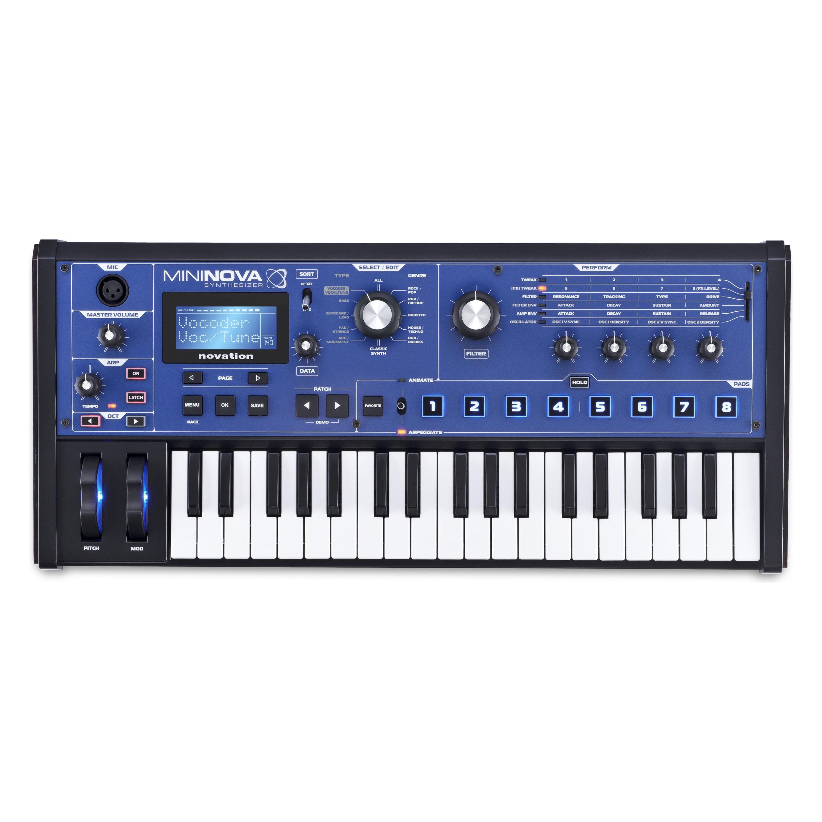 novation MiniNova (Tastiera), Controller MIDI, Blu