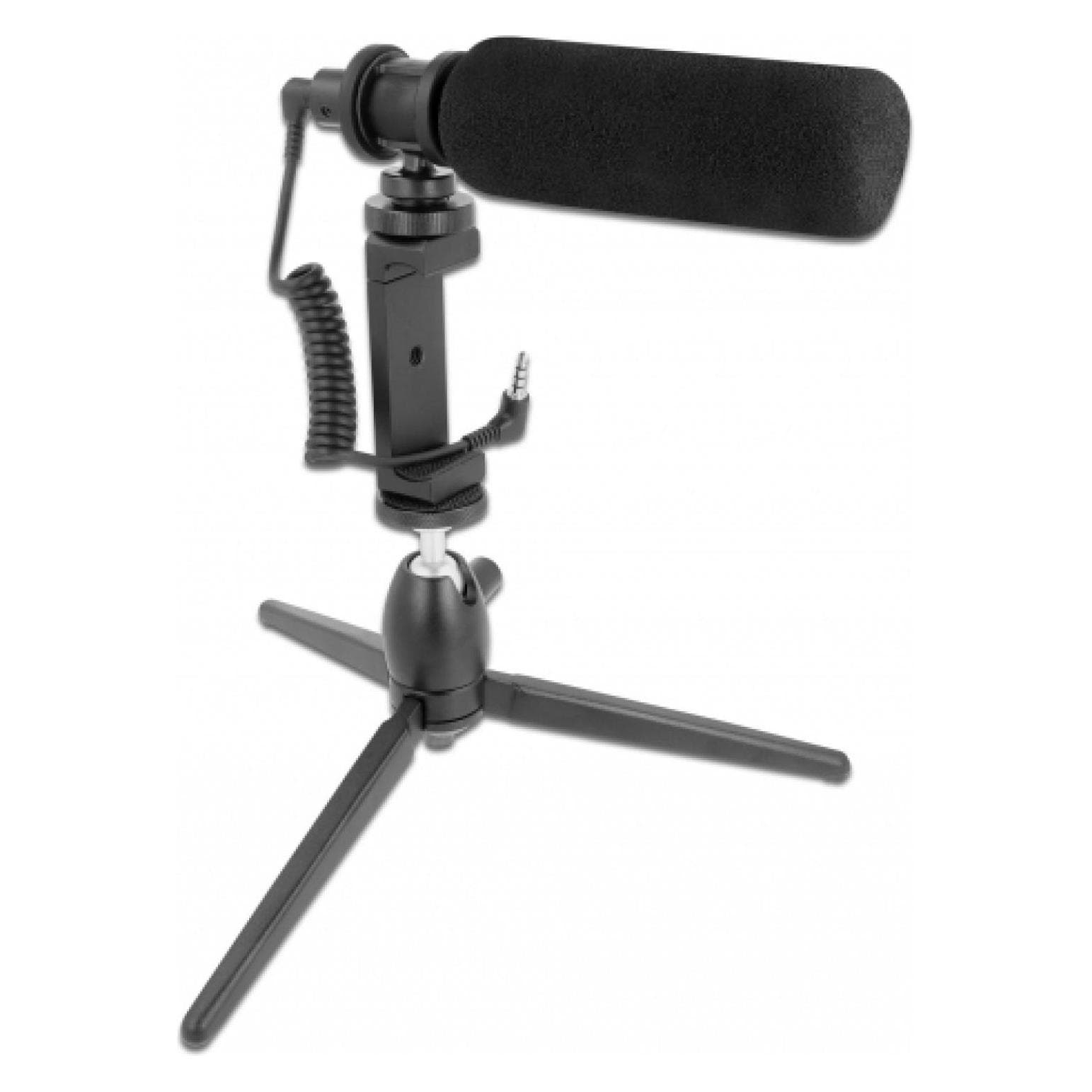 Delock Microfono USB Vlog Shotgun Set per smartphone, fotocamere DSLR, Microfono